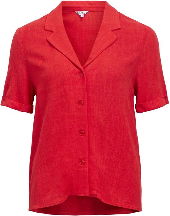 Object Blouse Objsanne S/s Re Shirt Noos 23045709 Poinsettia Dames Maat - W36