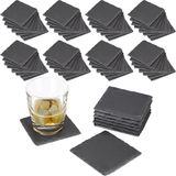 Merkloos 72 x onderzetter glas - glasonderzetter leisteen - onderzetters - 10x10 cm