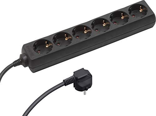 Meister stekkerdoos 1,4 m, wit, IP20 6-fach zwart
