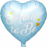 Partydeco Folieballon Hart Blauw Mom to Be - 35 centimeter