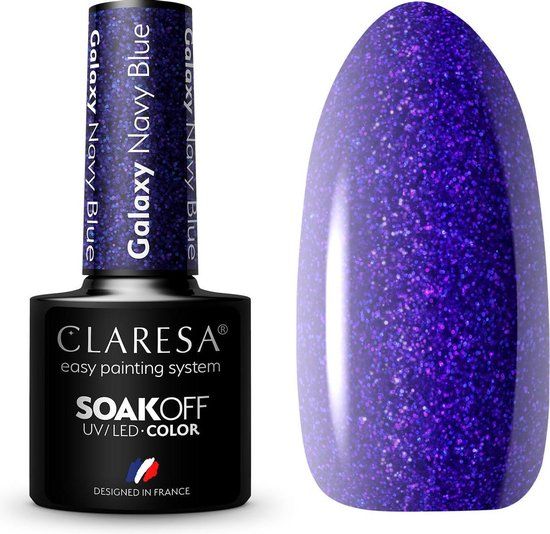 CLARESA Gel Polish Galaxy Navy Blue 5g | Blue | Glitter | Vegan