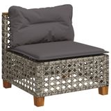 vidaXL 11-delige Loungeset met Kussens Poly Rattan Grijs