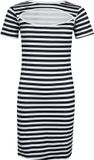 R.E.D. by EMP Zwart-witte gestreepte jurk met cut-out halslijn - Dames - XL