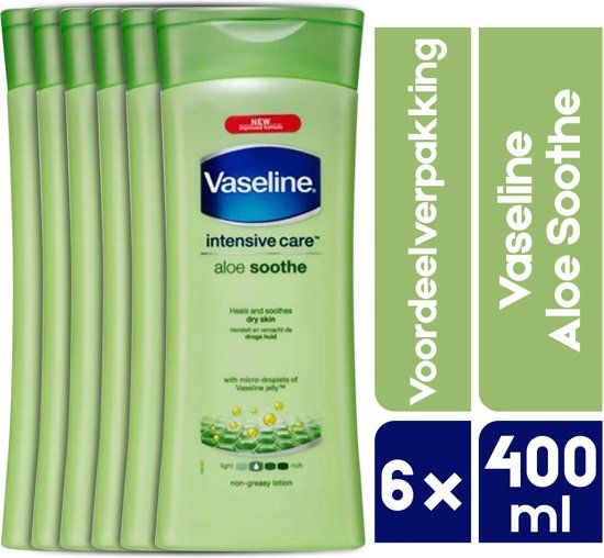Vaseline Aloe Soothe Aloe Vera Bodylotion 6 x 400 ml - Voordeelverpakking