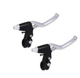 ECOVELO 1 Paar Remhendels Voor Fiets, 1 Paar Voor V-Brake, 2 Vingers, Universele Fiets, Zwart En Zilver.