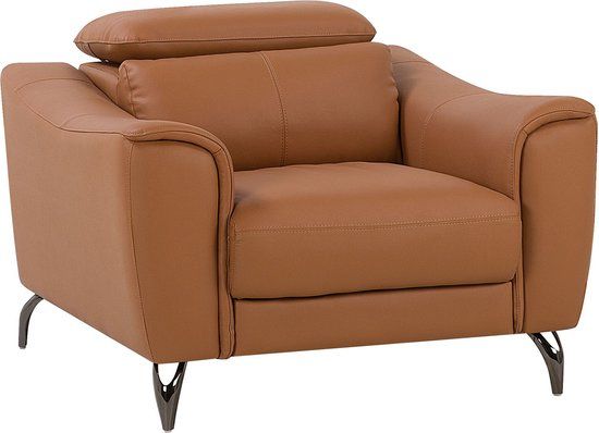 Beliani NARWIK - Retro Fauteuil - Bruin Kunstleer - 104 cm