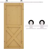 HOMCOM Schuifdeur Hardware Kit Koolstofstaal 183L x 4B x 0,6H cm Wit
