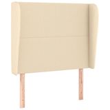 VidaXL Hoofdbord met randen 93x23x118/128 cm stof crèmekleurig