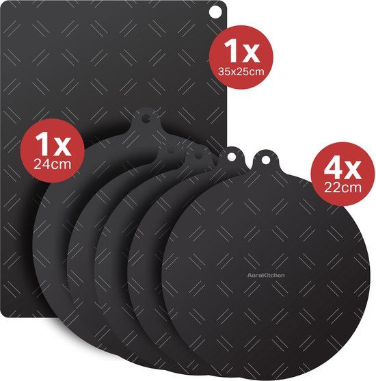 AoraKitchen Inductie Beschermer - 6 Stuks - Zwart