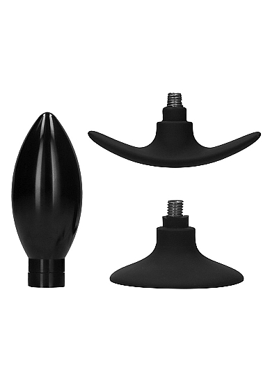 Ouch! Interchangeable Butt Plug Set - Rounded Large - Black