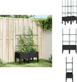 vidaXL Plantenbak met latwerk - Zwart - 80x40x142,5 cm