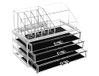 Make-up organizer met 3 laden en 15 vakken, verschillende maten, van transparante kunststof
