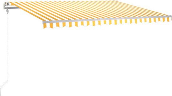 vidaXL Luifel automatisch met LED en windsensor 400x350 cm geel en wit