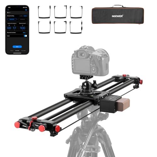 NEEWER 80 cm gemotoriseerde camera-schuifregelaar, DSLR Carbon Fiber Dolly Rail Slider met app-bediening, 4400mAh F750-batterij voor time-lapse-fotografie, ondersteunt videomodus, exclusief oplader