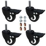 OuYi 4 stuks 2 inch zwenkwielen met remslot Heavy Duty PU rubberen wielen, geschroefde bout 3/8\"-16x1\"x1\" OeCaster50_1025EN