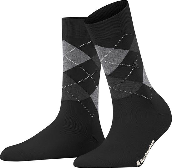 Burlington Covent Garden gedessineerd katoen sokken dames zwart - maat 36-41
