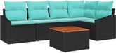 vidaXL Tuinbankenset 6-delig Zwart Polyrattan