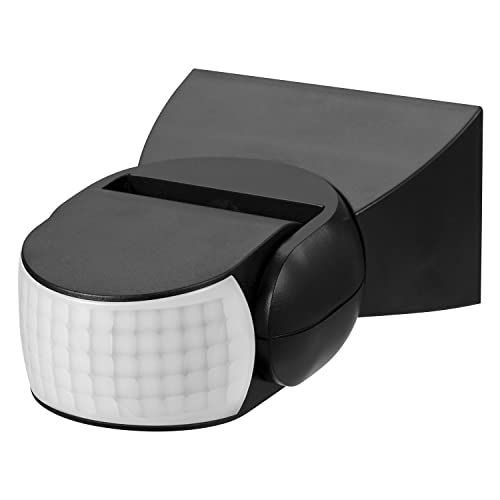 Maclean MCE201B universele infrarood bewegingssensor met schemeringssensor | bereik: 12m | bewegingsmelder voor plafond- en wandmontage, voor binnen en buiten (12m 180° IP65, zwart)