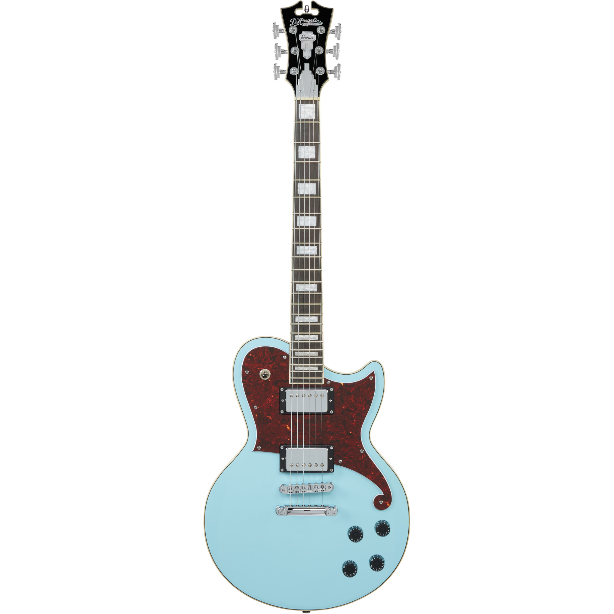 D'Angelico Premier Atlantic Sky Blue elektrische gitaar met gigbag