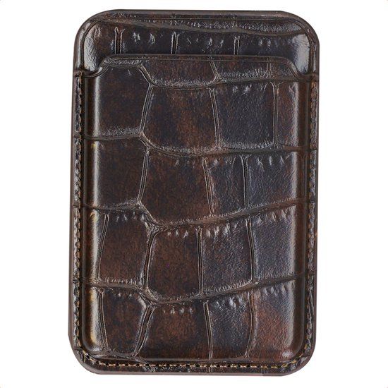 Selencia Croco Pashouder geschikt voor MagSafe - Wallet Kaarthouder - Choco Brown