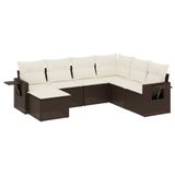vidaXL 8-delige Loungeset met Kussens, Poly Rattan, Bruin