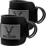 JAG Foot Straps Cable Pull (Padded) - 7mm Kickbacks Foot Straps, Neoprene Support Ankle Restraints for Fitness Training on Cable Pull with 2 D-Rings, Ankle Straps for Women and Men (Pack of 2)