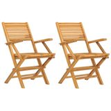 VidaXL Fauteuils de jardin pliants, lot de 2, teck massif