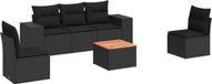 vidaXL 6-delige loungeset met kussens, polyrattan, zwart