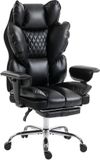HOMCOM Heavy-Duty Office Chair-Kunstleder-80 x 67 x 130 cm-Schwarz