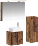 vidaXL Badkamermeubel Set 4 stuks Oud hout Bewerkt hout en glas