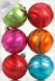 Inge-glas Inge goods Kerstballen - 6x stuks - gekleurd met glitters - kunststof - 8 cm