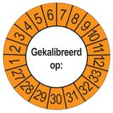 Merkloos / Sans marque Keuringsstickers Gekalibreerd op 2027 | 50 stuks, Ø 35 mm | Buiten Oranje
