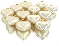 Decoris Kaemingk Kersthangers hartjes Pearl beige 4 cm glas - 12 stuks