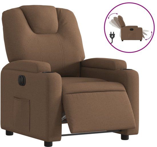 vidaXL Fauteuil verstelbaar elektrisch stof bruin