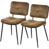 Shally Dogan Set van 2 eetkamerstoelen met poten van zwart staal en zitting en bekleding van kunstleer, ergonomische stoel in Scandinavisch design, ideaal voor slaapkamer, keuken, kantoor
