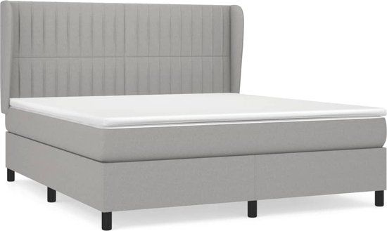 vidaXL Boxspring met matras stof lichtgrijs 180x200 cm