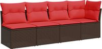 vidaXL Tuinbank met kussen bruin 227 x 62 x 69 cm poly rattan