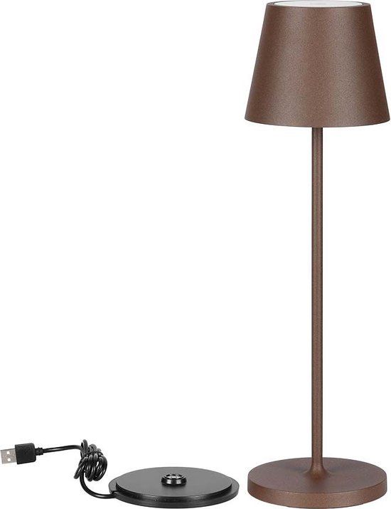 V-tac VT-7522 Tafellamp - Bruin - Oplaadbaar - Dimbaar - 3000K - IP54