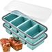Moule à glaçons en silicone, 1/2 tasse, 2 pièces, bleu-vert, pour glaçons de soupe, congélateur à 4 compartiments avec couvercle
