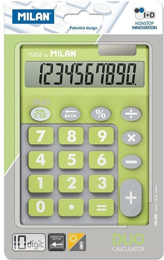 MILAN rekenmachine, 10-cijferig display groen