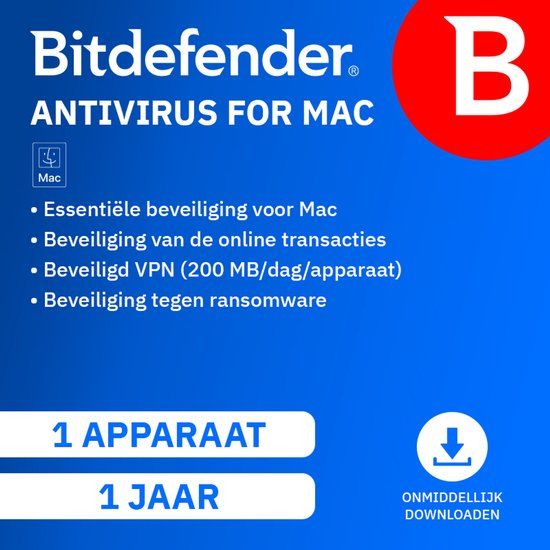Bitdefender Antivirus voor Mac - 1 jaar - 1 apparaat - Download - Nederlands
