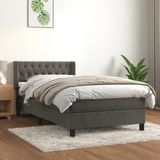 vidaXL Boxspringbed met matras, fluweel, donkergrijs, 90x200 cm