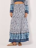 Apricot Sarasa bloemenprint gelaagde maxi-rok
