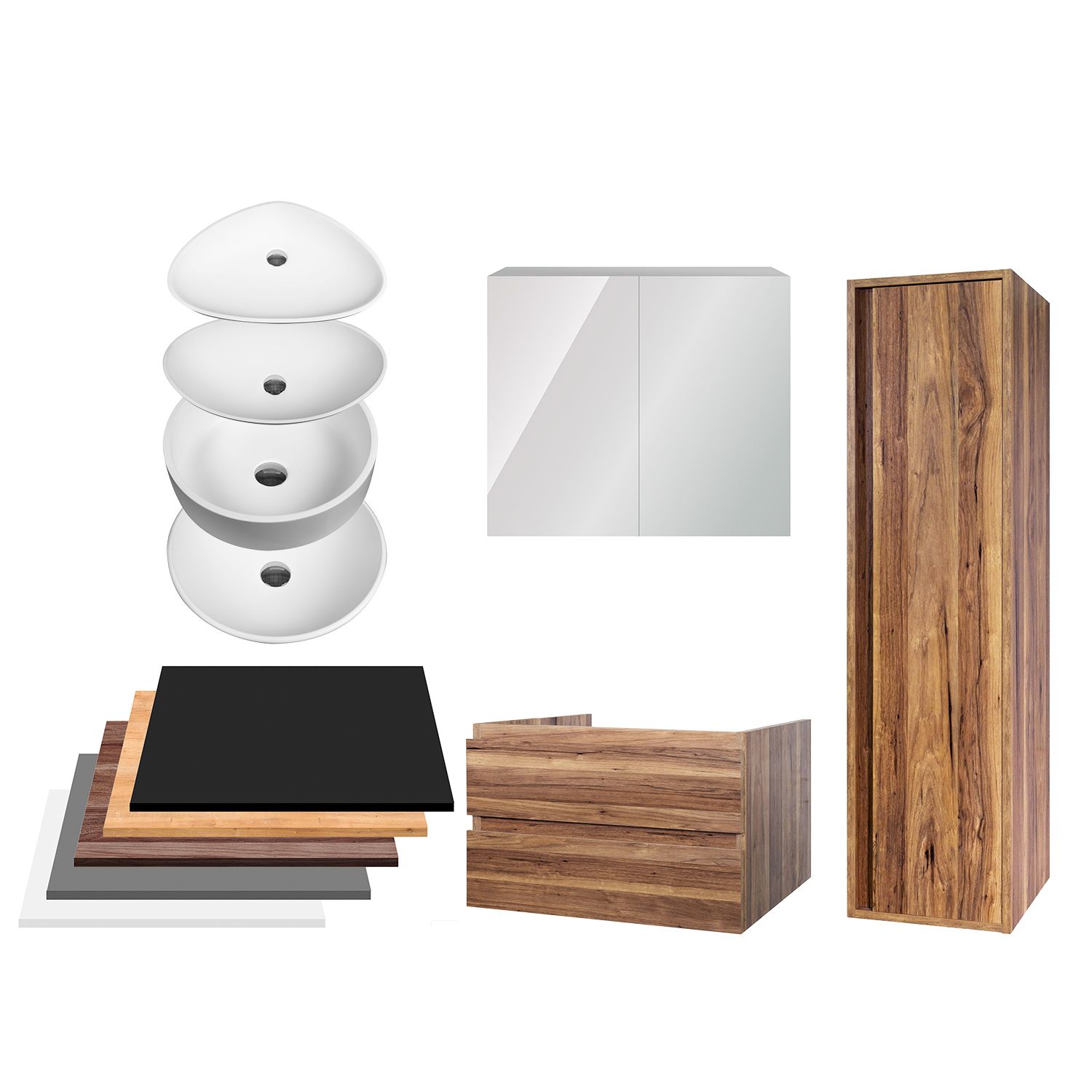 Boss & Wessing Badkamermeubelset boss & wessing sally 100 cm twee soft-close lades met waskom eiken