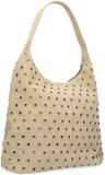 Manfield Beige suède shopper met studs