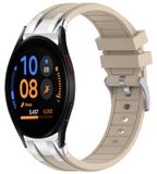 Wigento Samsung Galaxy Watch FE 40mm Siliconen Horlogeband met Snelsluiting, Zilveren Gesp, Beige