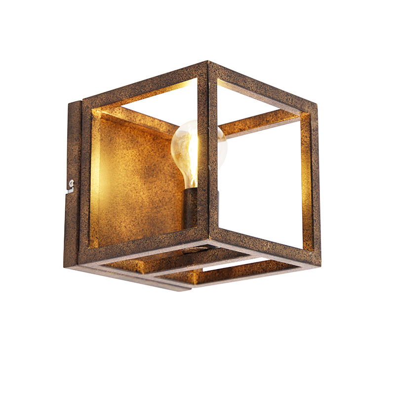 QAZQA IndustriÃ«le wandlamp roestbruin - Cage