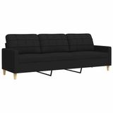 vidaXL Driezitsbank Stof Zwart 210 cm