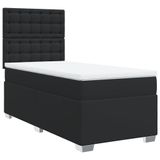 VidaXL Boxspringbed met matras, kunstleer, zwart, 90x200 cm