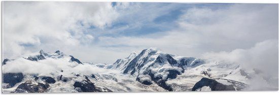 Merkloos / Sans marque Foto op Acrylglas - Besneeuwde Bergtoppen - 90x30 cm